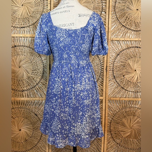 Sienna Sky Blue Floral Bow Detail Ruffled Mini Dress - Picture 6 of 9